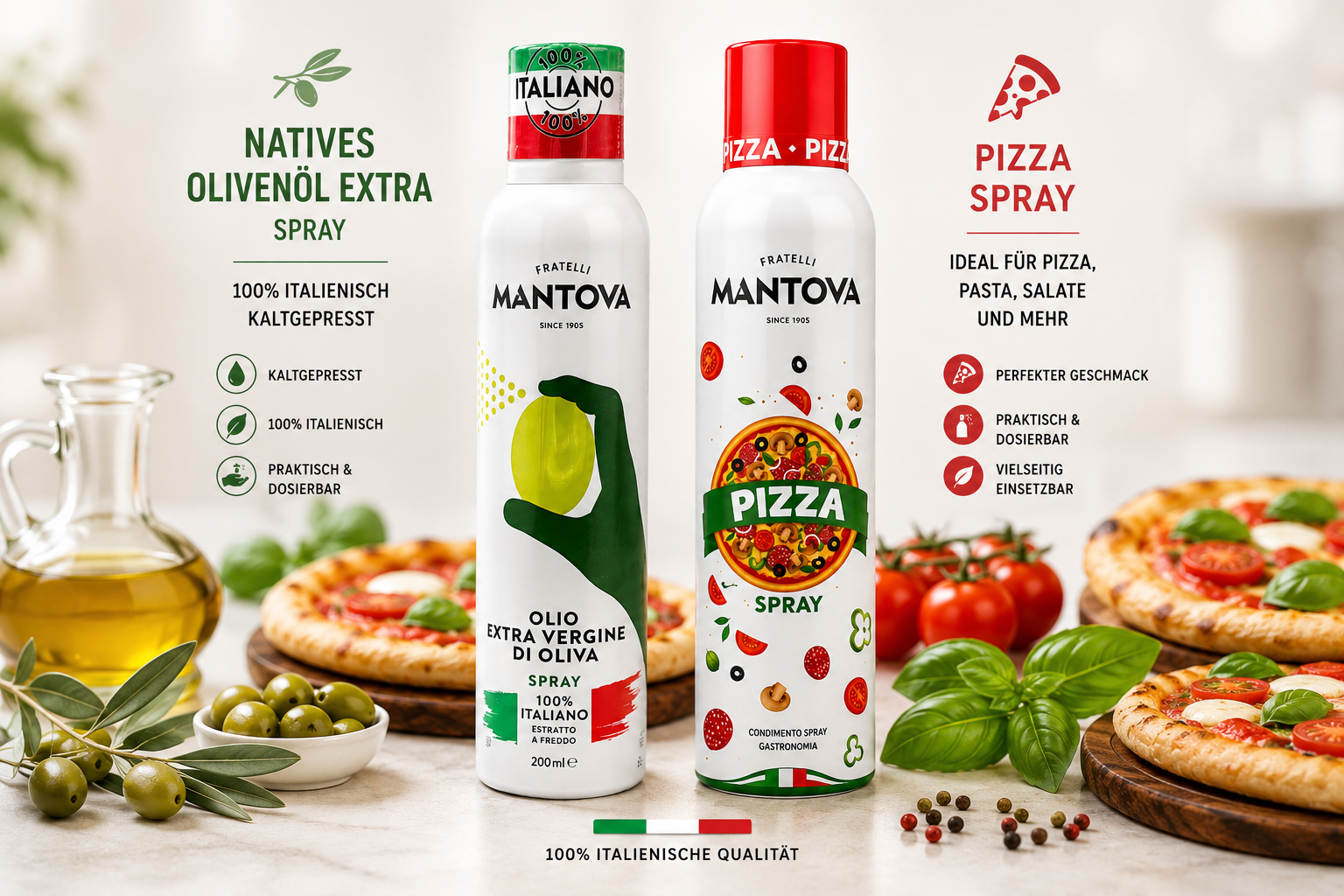 Olivenöl als Spray Extra vergine 100% Italiano/ Pizza/ Trüffel