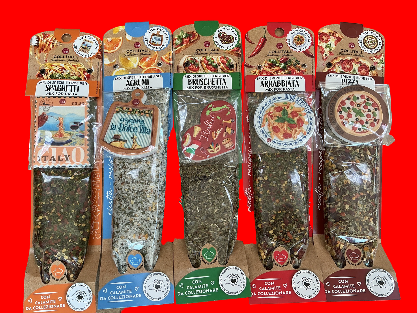 Collitali Mix Di Spezie Spaghetti/Pizza/Arrabbiata/Bruschetta/Agrumi 40gr con calamita ITALIA