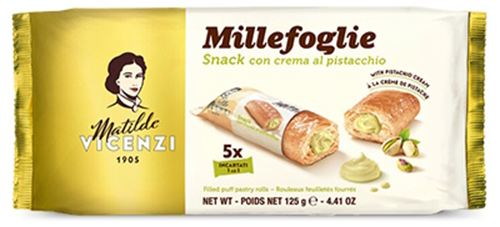 VICENZI MILLEFOGLIE MINISNACK CREMA PASTICCERA X5 125 GR