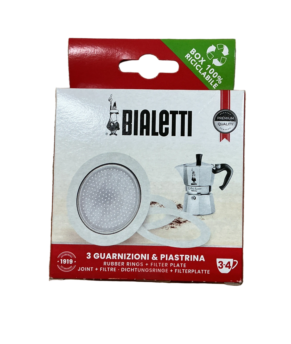 Bialetti 3 Dichtungen + 1 Filter 3/4 Tassen