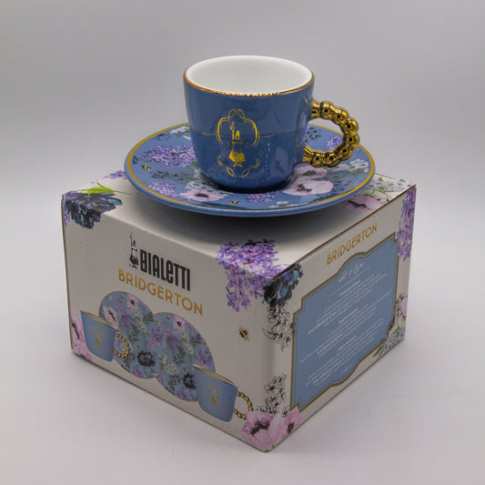 Bridgerton Espresso Tassen-Set mit Untertassen – 2er Set aus feinem Porzellan