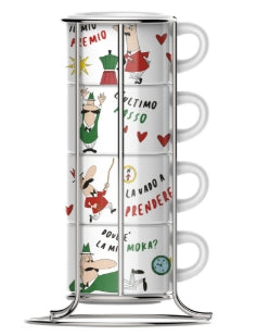 Bialetti Cappuccinotassen-Set mit Metallgestell – 4er Set (180 ml)