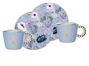 Bridgerton Espresso Tassen-Set mit Untertassen – 2er Set aus feinem Porzellan