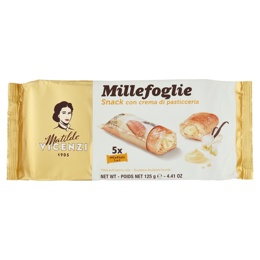 VICENZI MILLEFOGLIE MINISNACK CREMA PASTICCERA X5 125 GR
