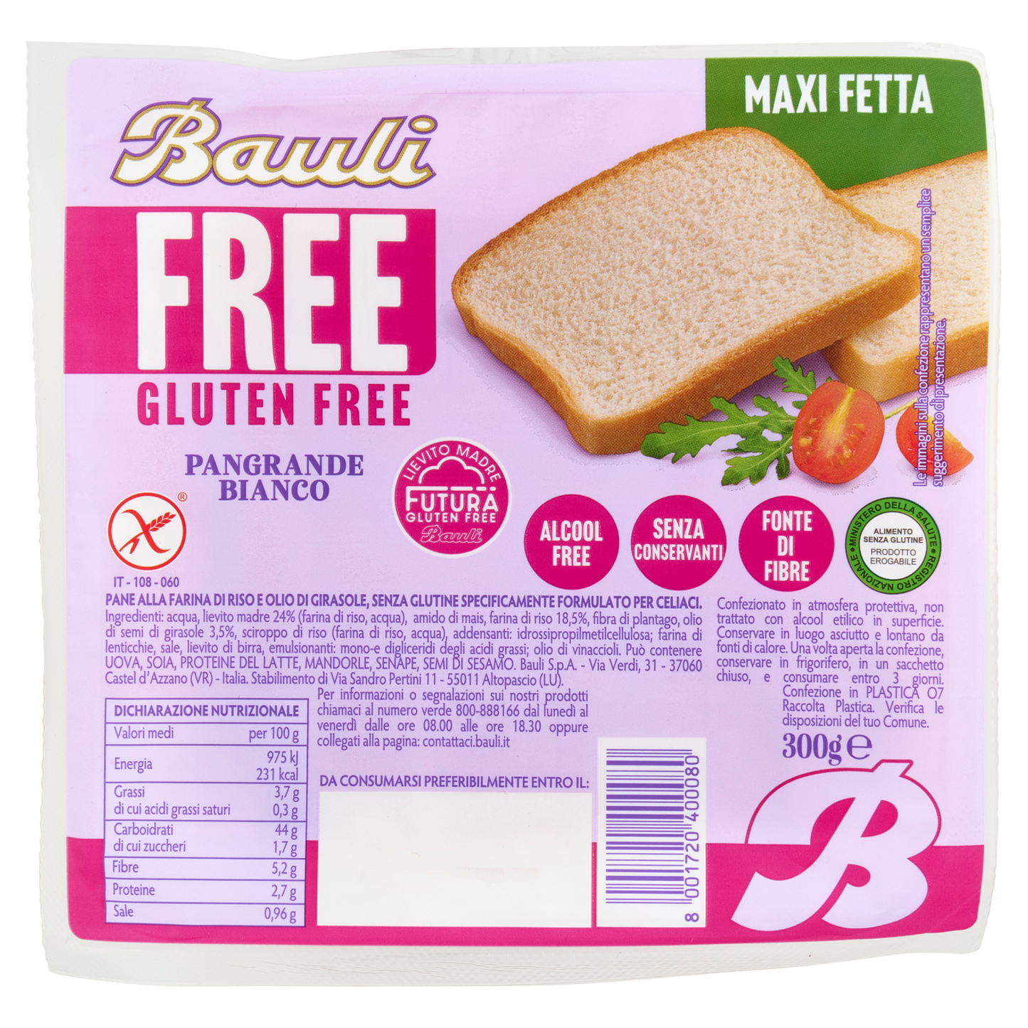 BAULI PANE BIANCO SENZA GLUTINE 300 GR