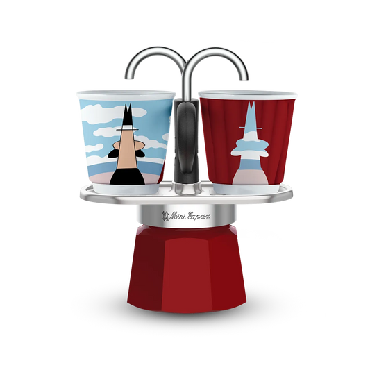 Espressokocher Set MiniExpress Magritte + 2 Tassen